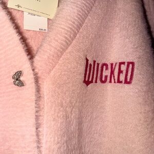 Pink Wicked Cardigan with Brooch Butterfly Buttons